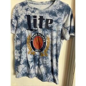 Miller Lite Beer Blue Tie Dye T-Shirt Mens Short Sleeve Sz M